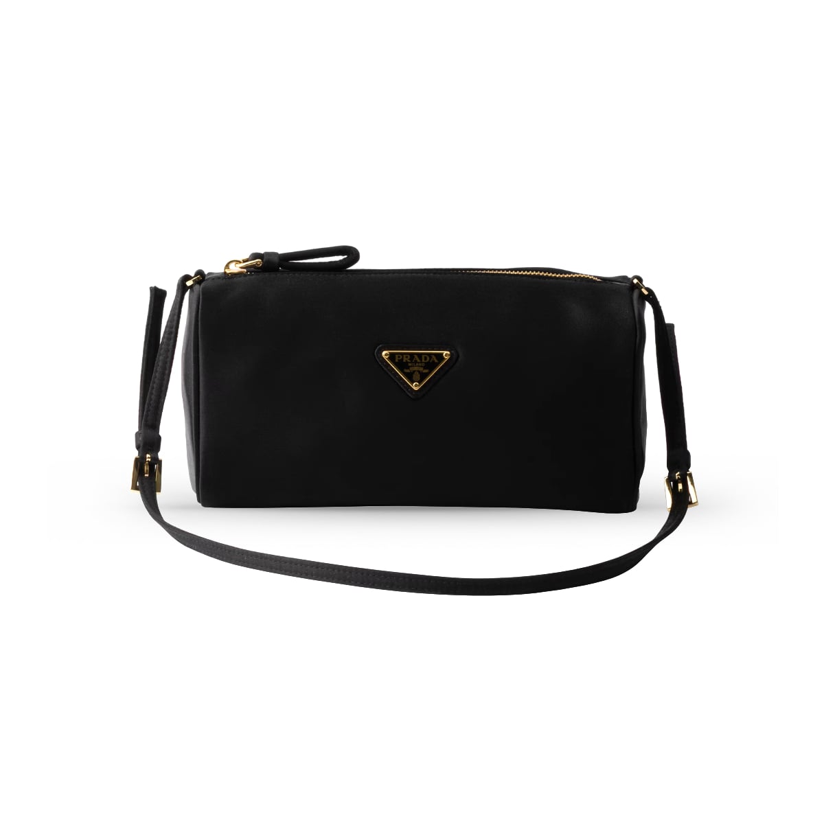 Geometrical Shape Satin Mini Bag Black