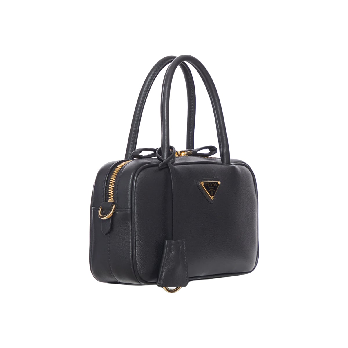 Saffiano Leather Handbag Black GHW