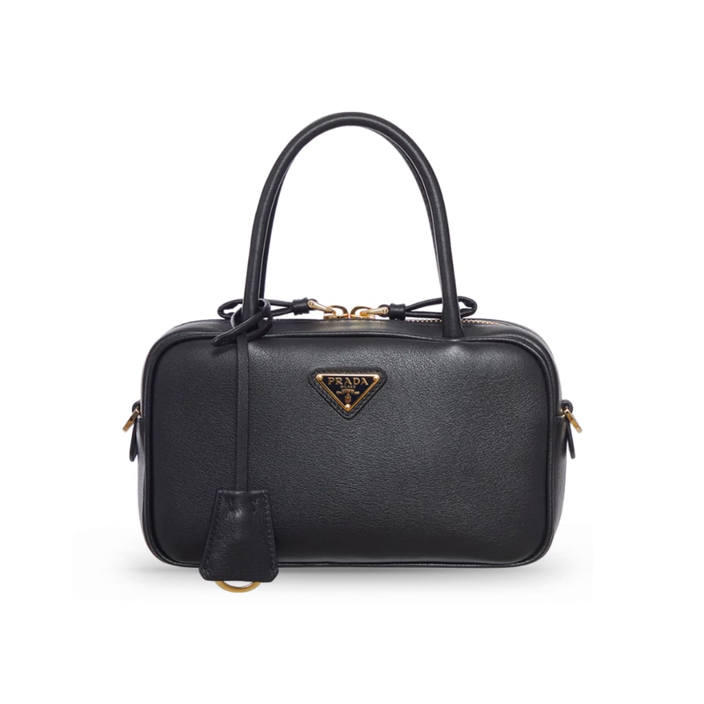 Saffiano Leather Handbag Black GHW