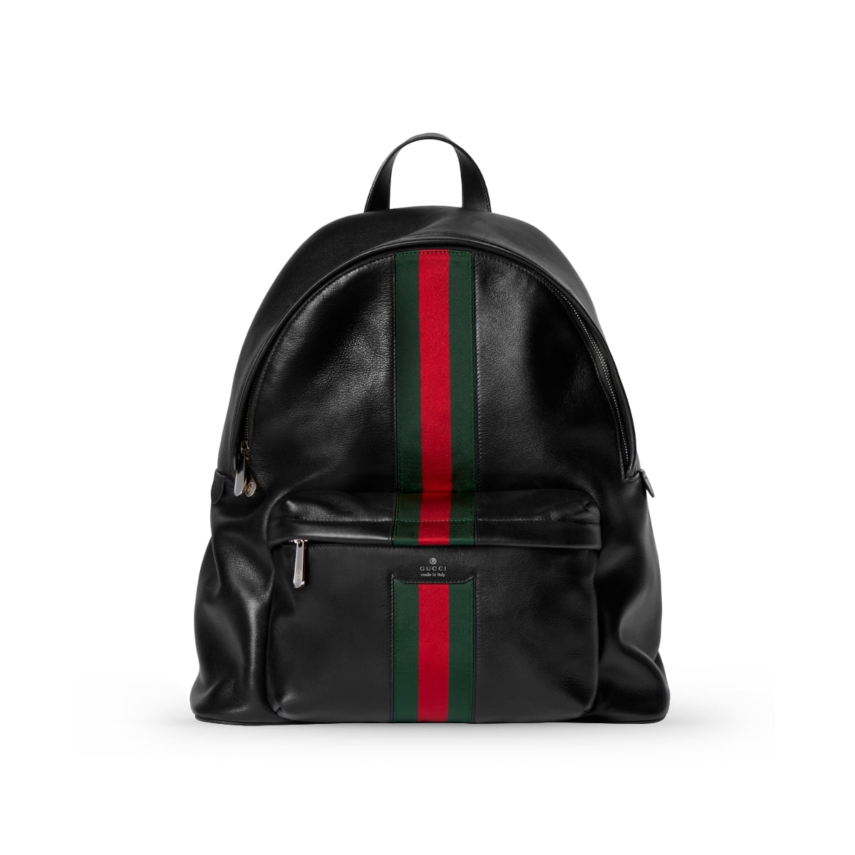 Web Trademark Large Backpack Leather Black-Gucci