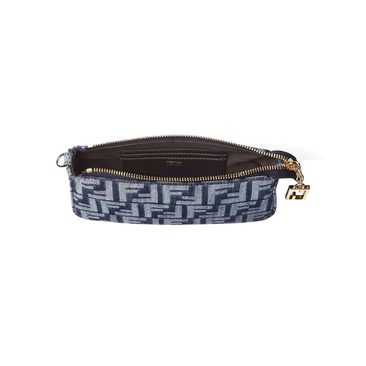 Baguette Pouch FF Jacquard with Chain Blue Denim GHW
