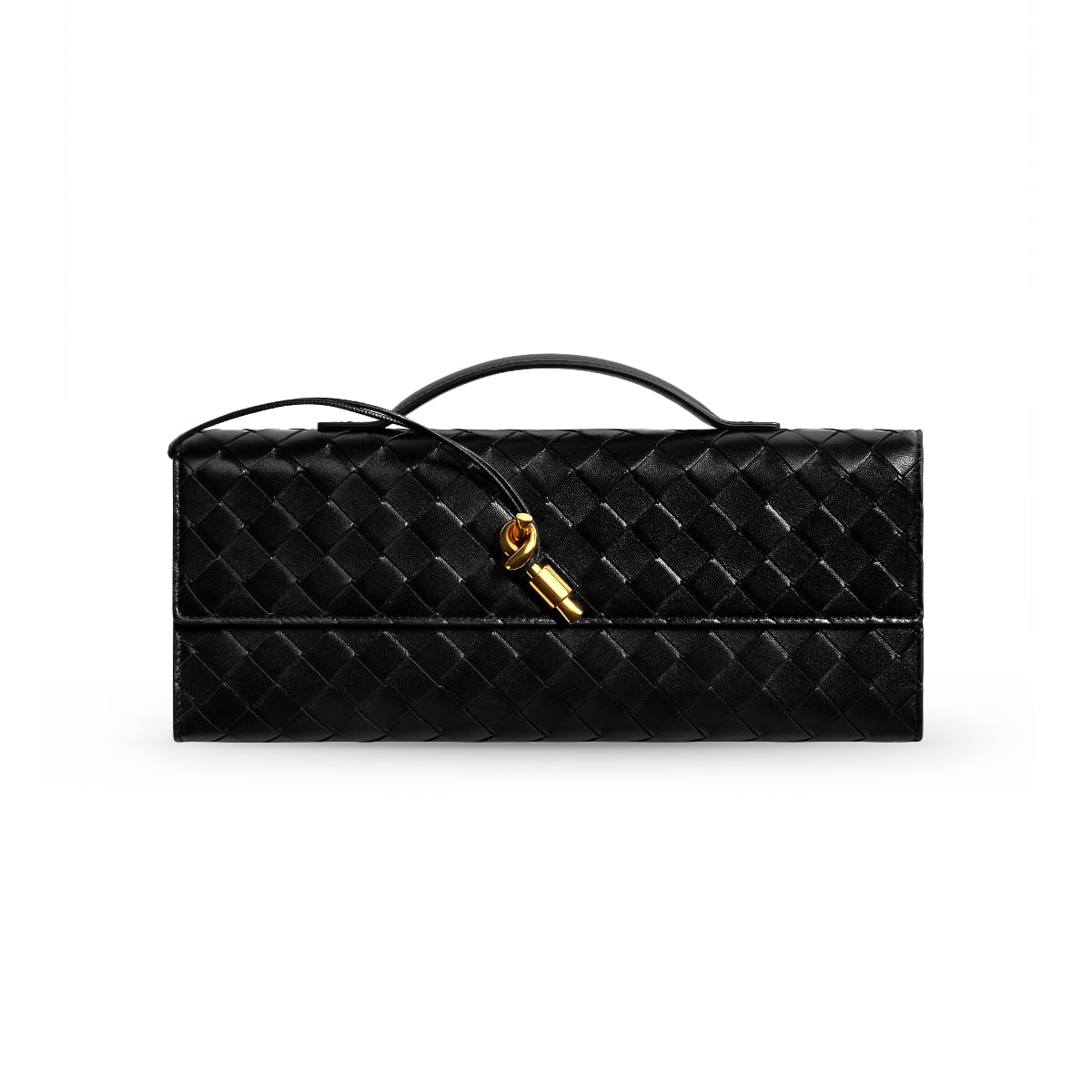 Andiamo Clutch Top Handle Knot Black-Bottega Veneta