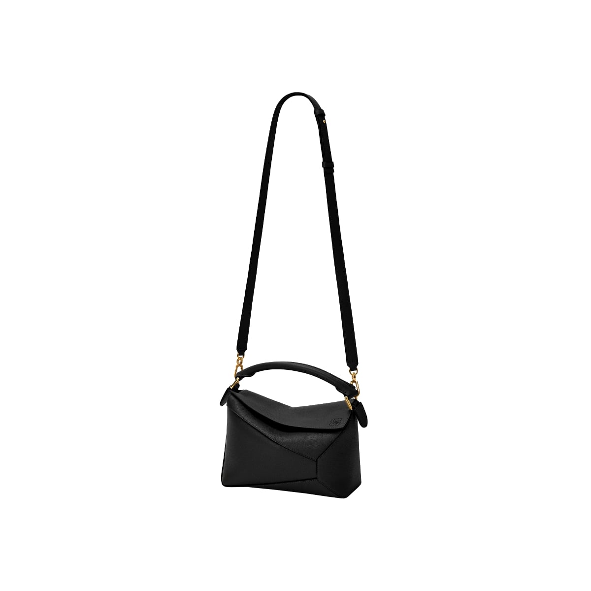 Small Puzzle Edge Soft Grained Calfskin Bag Black