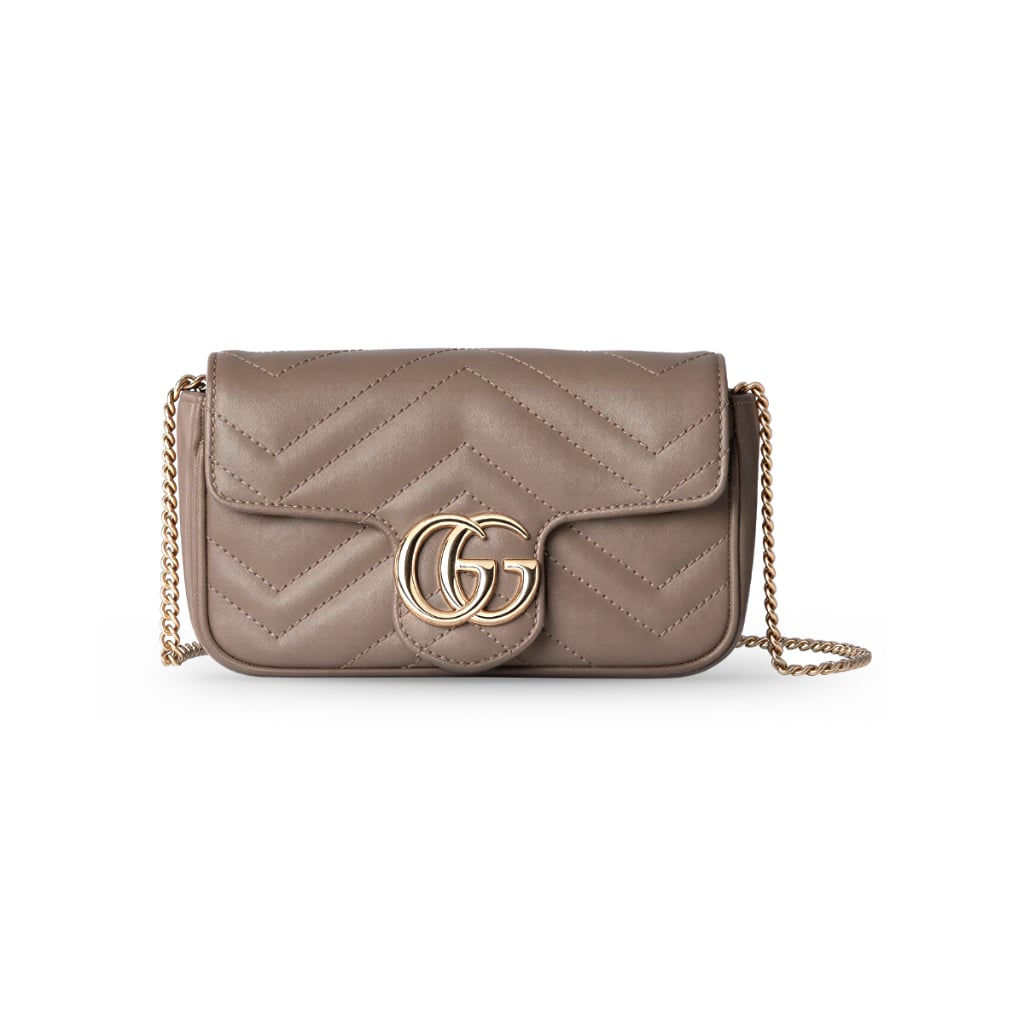 GG Marmont Mini Chevron Matelasse Shoulder Bag Taupe LGHW-Gucci
