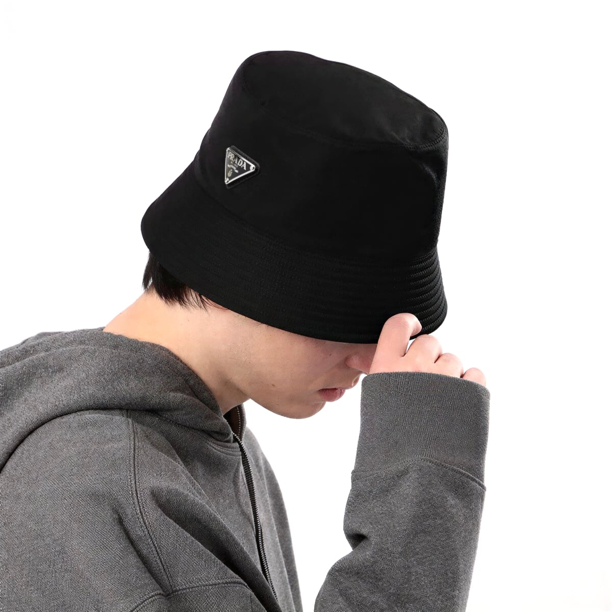 Triangle Logo Re-Nylon Bucket Hat Black