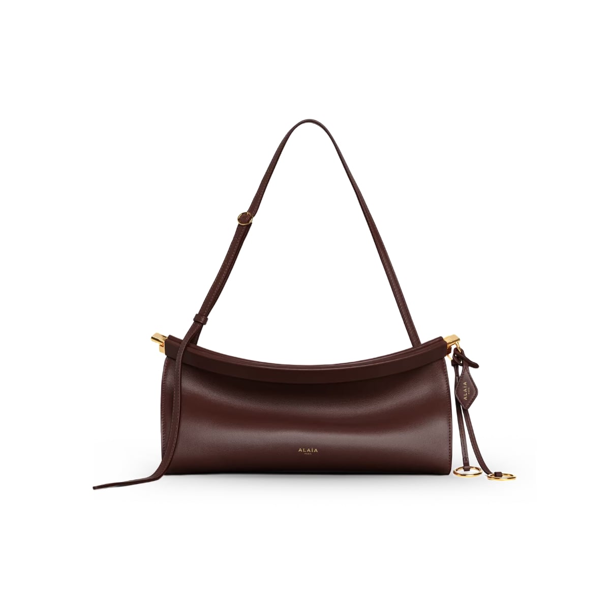 Le Click East West Medium Shoulder Bag Leather Brown GHW-Alaïa