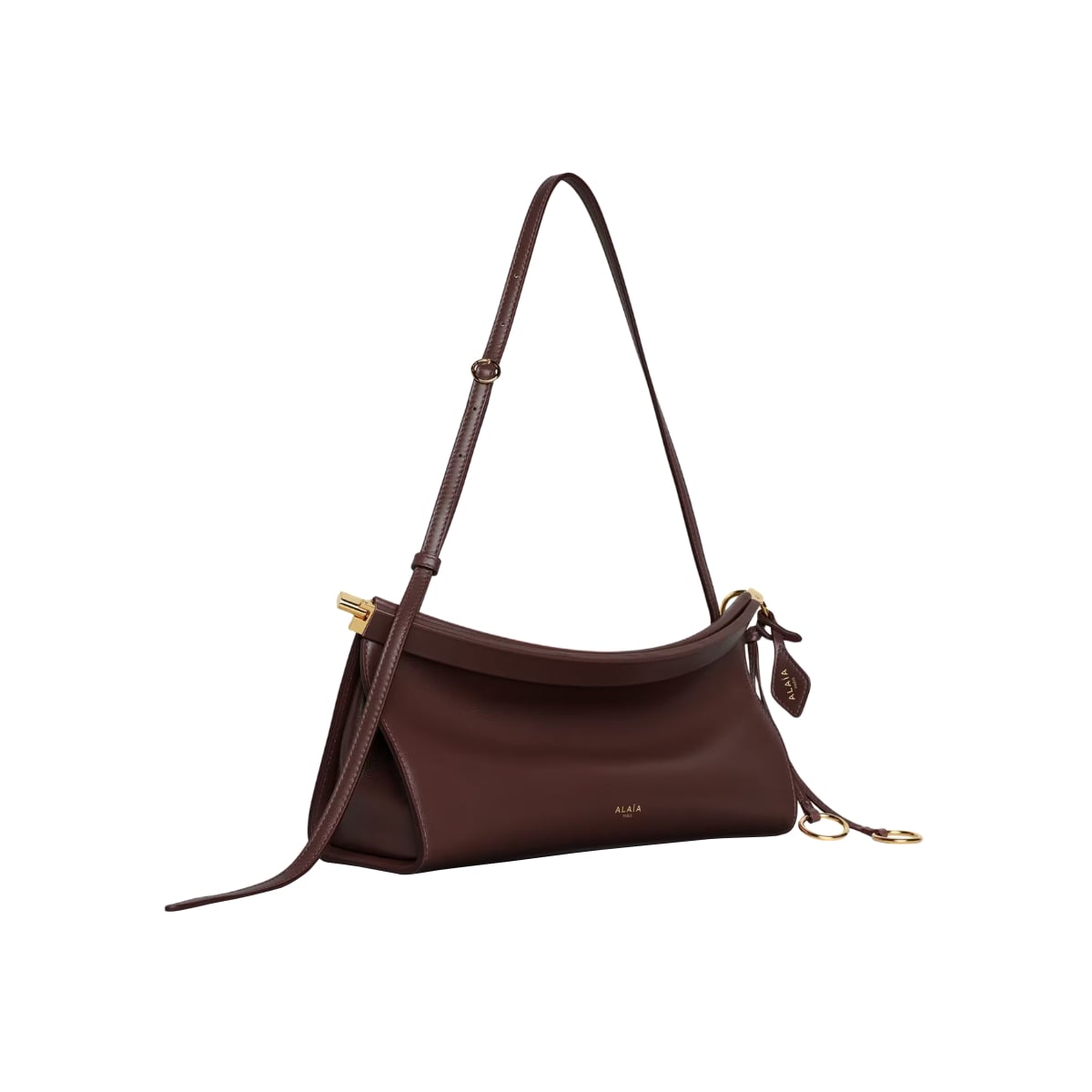 Le Click East West Medium Shoulder Bag Leather Brown GHW