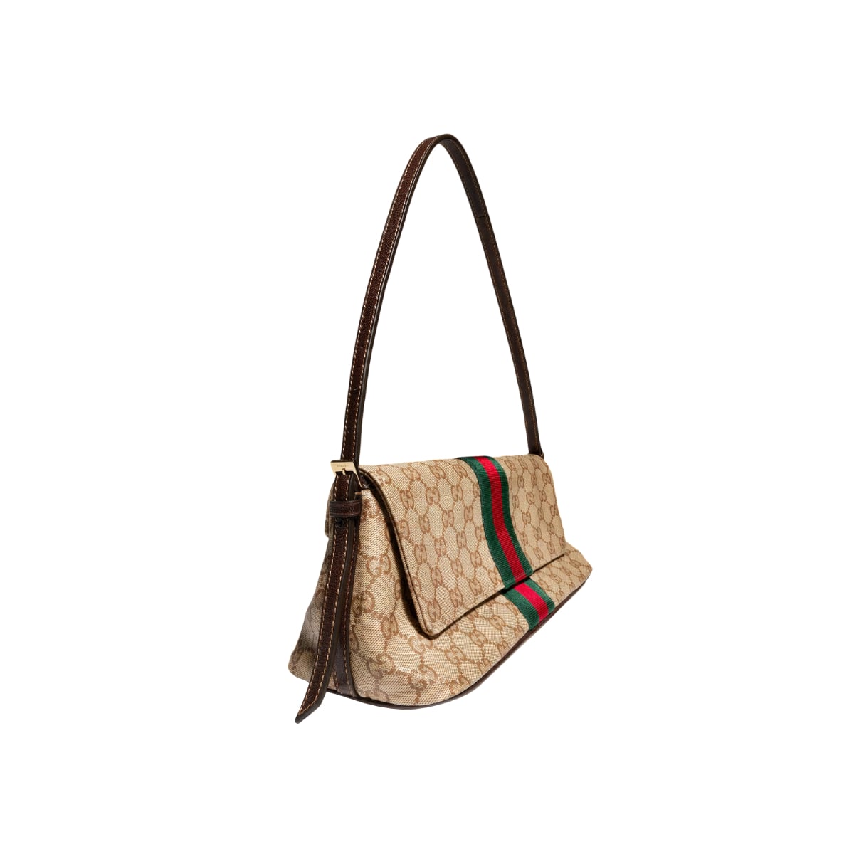 Madison Medium GG Coated Canvas Shoulder Bag Sand and Dark Brown