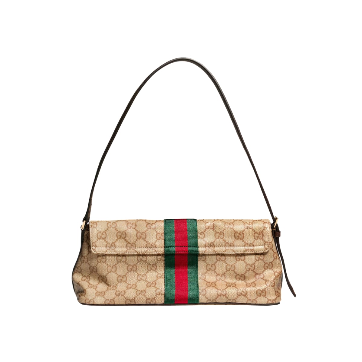 Madison Medium GG Coated Canvas Shoulder Bag Sand and Dark Brown