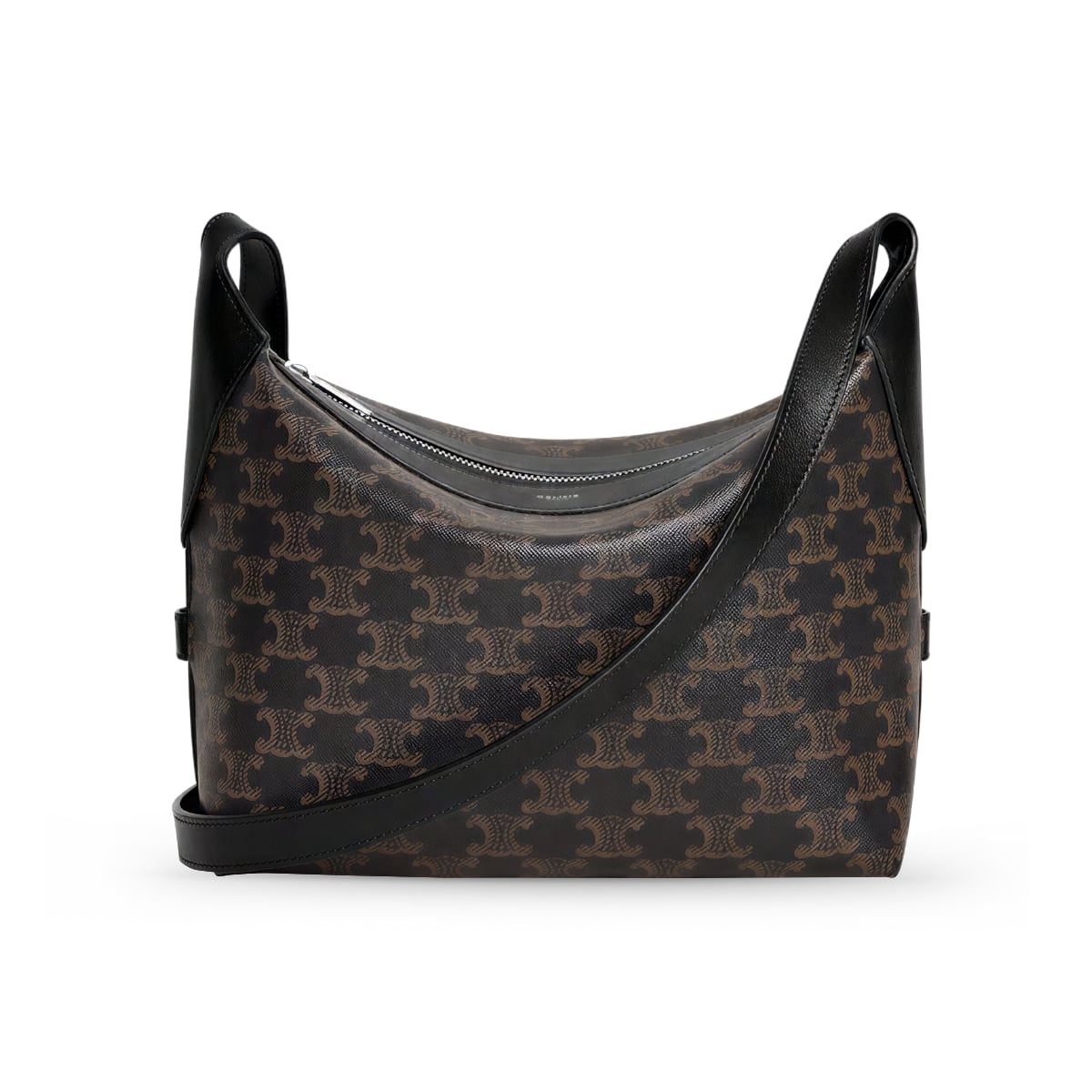 Harry Triomphe Canvas & Calfskin Crossbody Bag Black-Celine