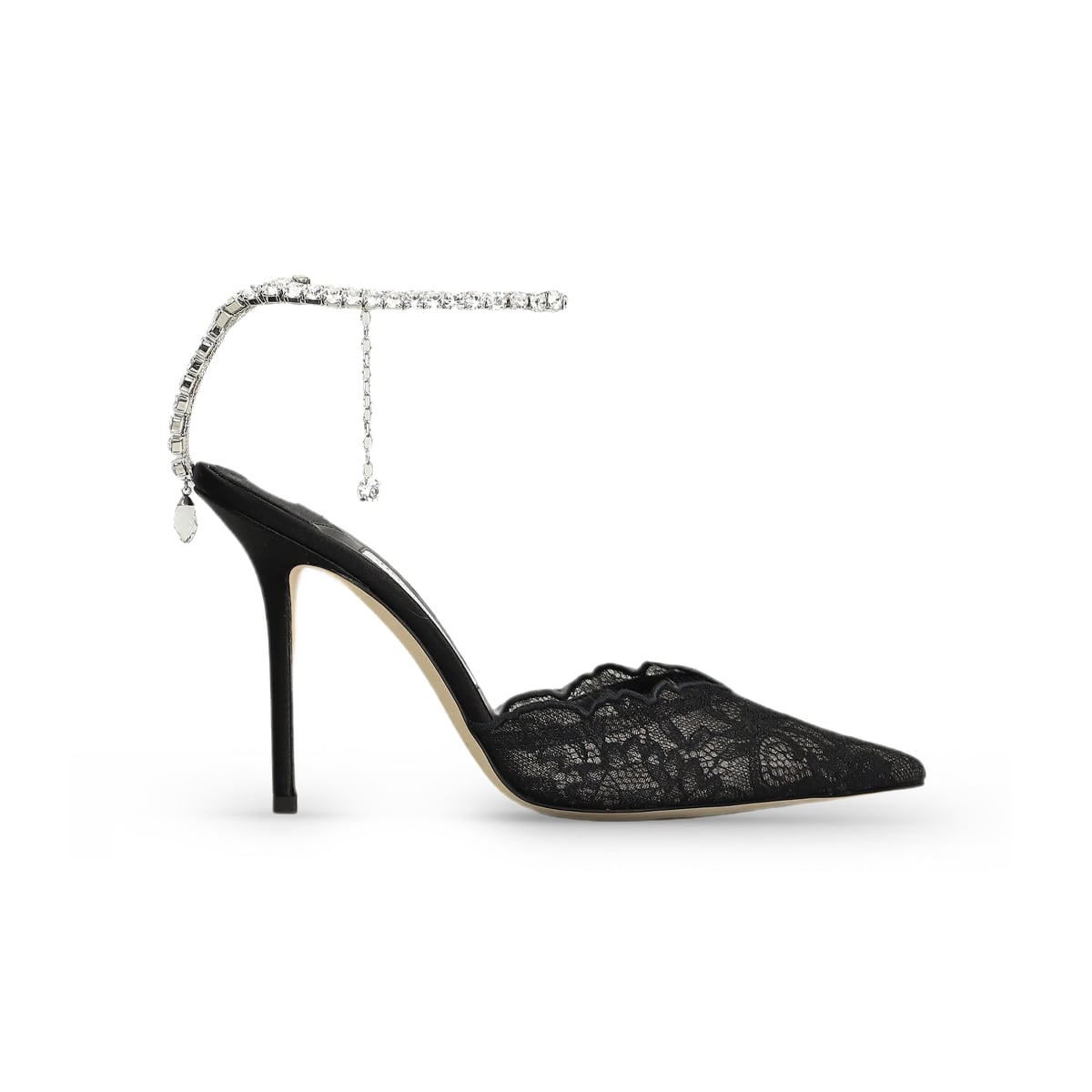 Saeda 100 Crystal Embellished Lace Pumps Black-Jimmy Choo