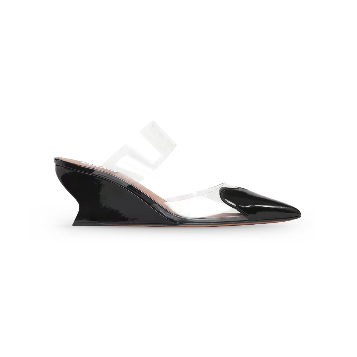 Le Coeur Wedge Mules 60 mm in Patent Leather Black-Alaïa