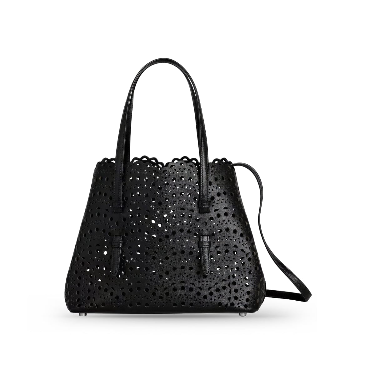 Mina 25 Bag in Vienne Wave Calfskin Black-Alaïa