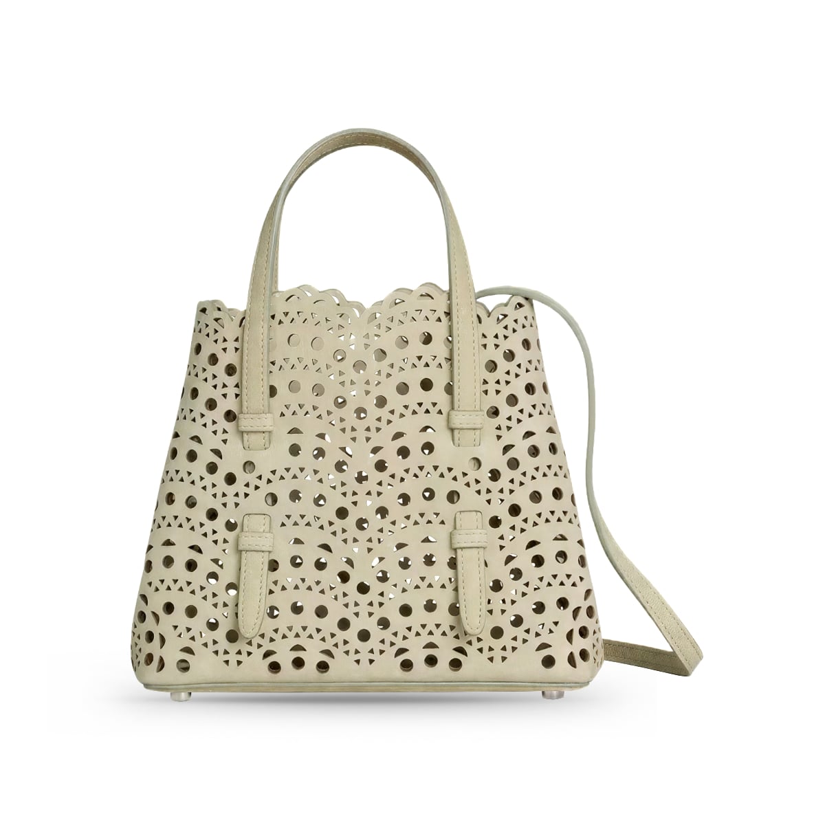 Mina 20 Bag in Vienne Wave Nubuck Almond Green-Alaïa