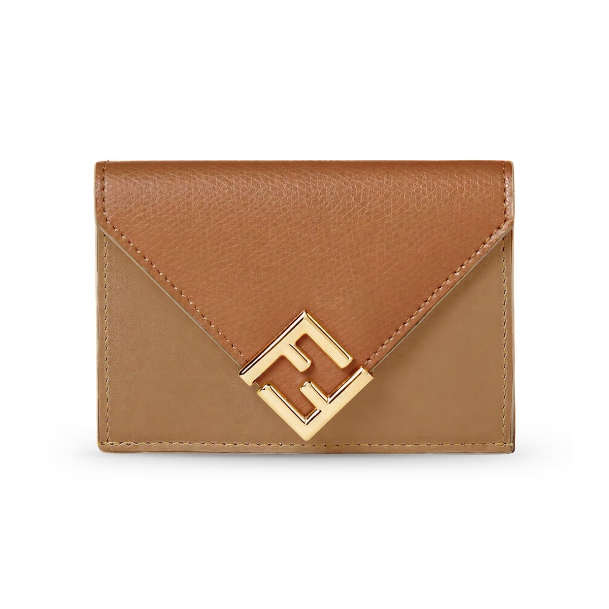 FF Diamonds Micro Trifold Wallet Sellier Leather Brown-Fendi