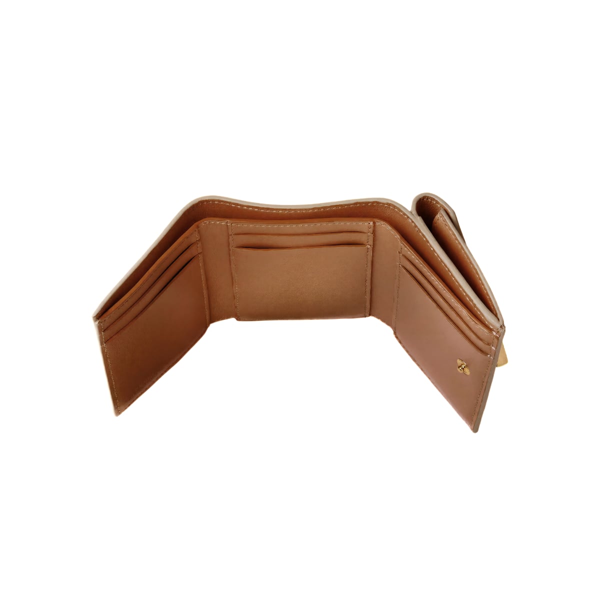 FF Diamonds Micro Trifold Wallet Sellier Leather Brown