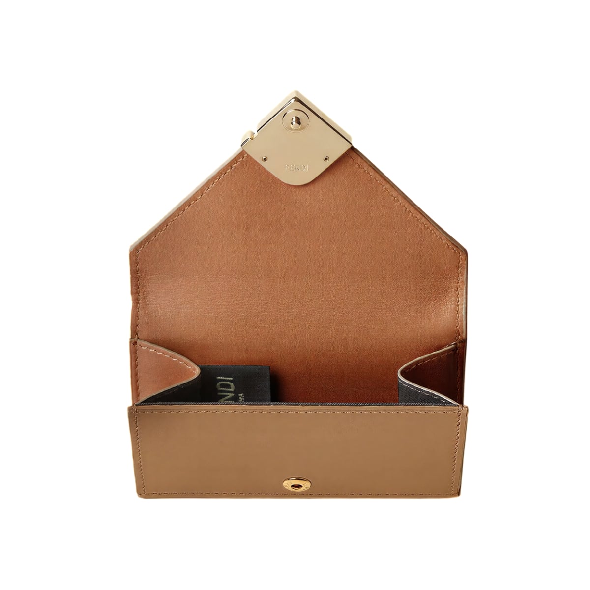 FF Diamonds Micro Trifold Wallet Sellier Leather Brown