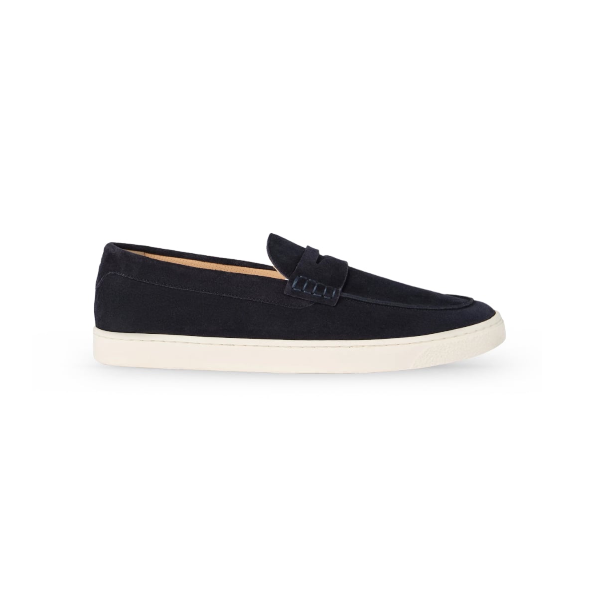 Suede Loafers Penny Slot Strap Blue-Brunello Cucinelli