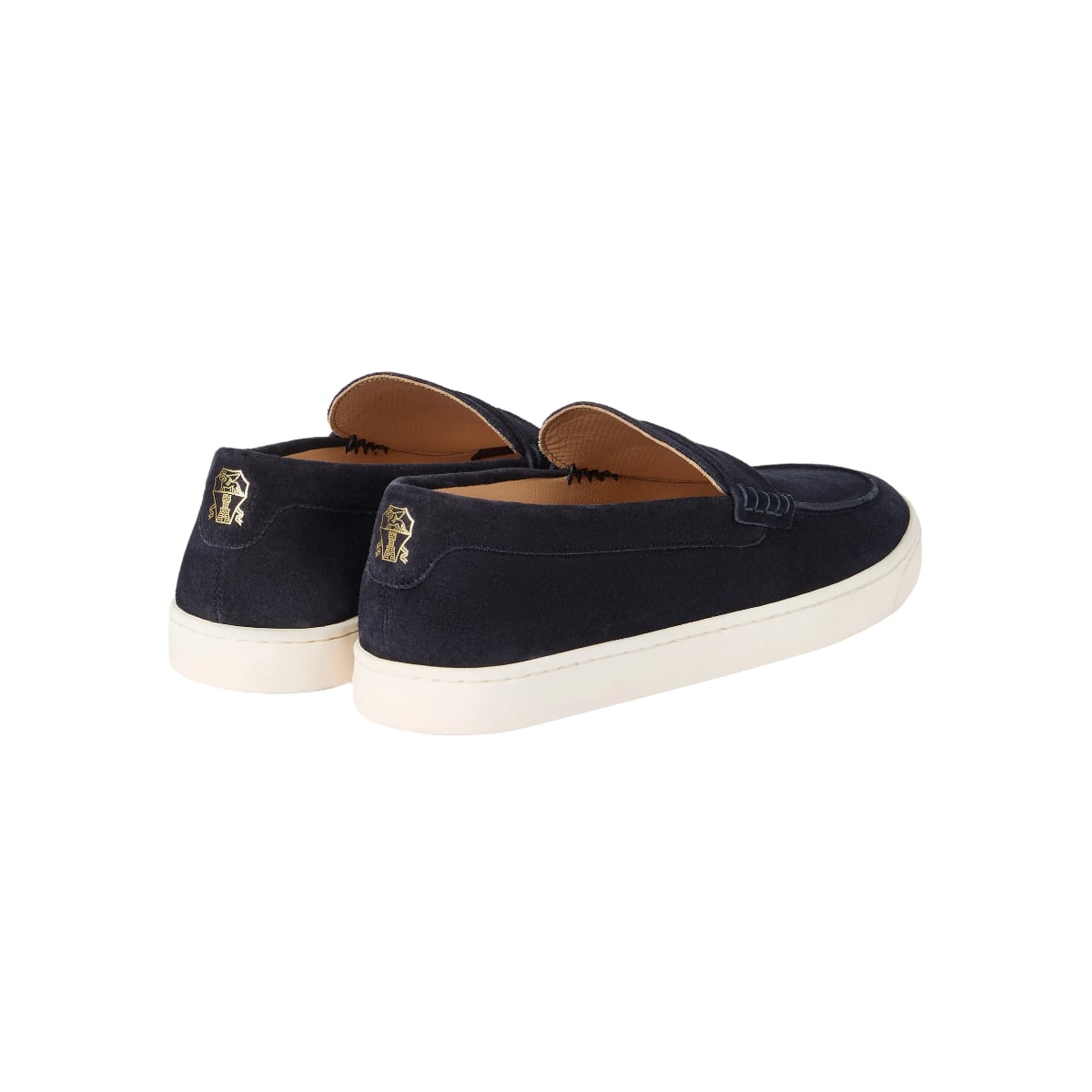 Suede Loafers Penny Slot Strap Blue