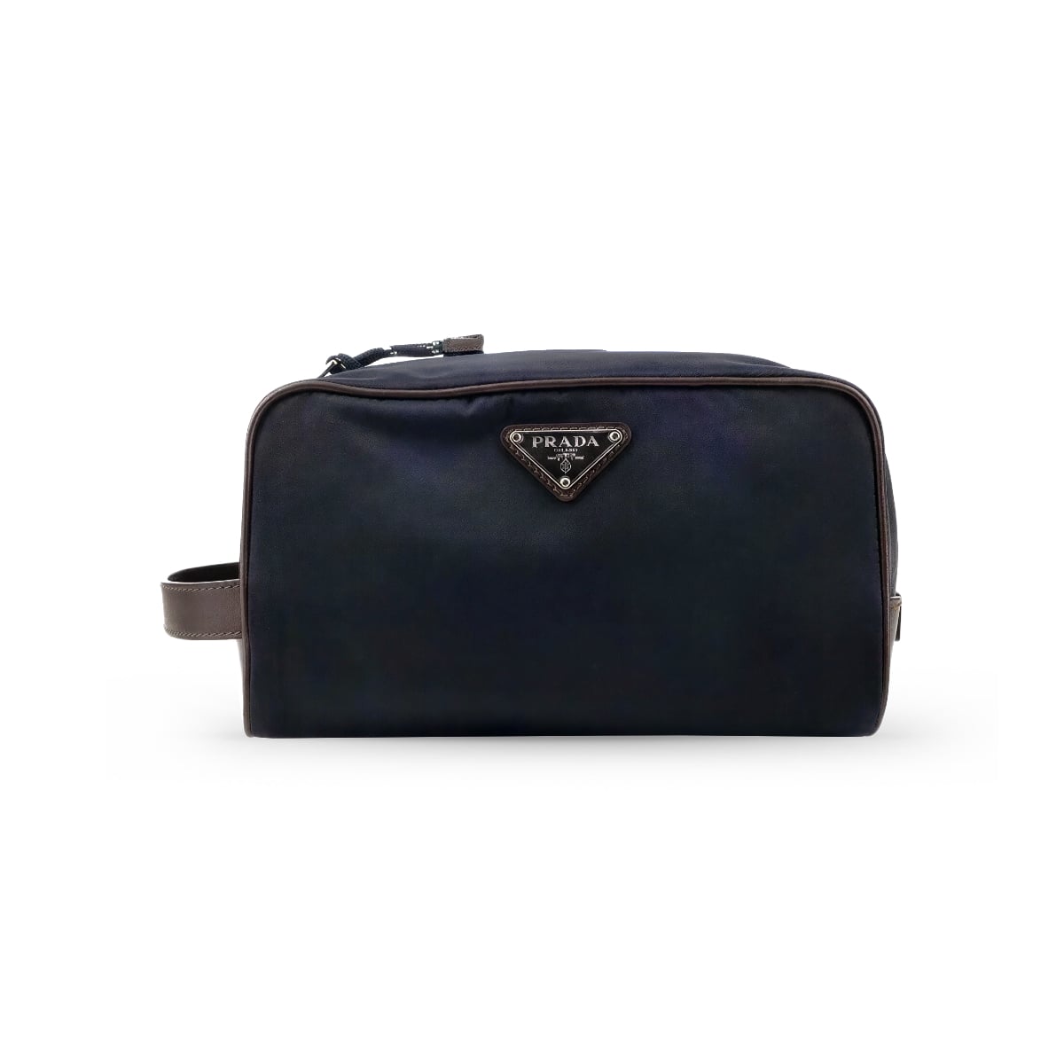 Nylon Leather Pouch Navy Blue-Prada