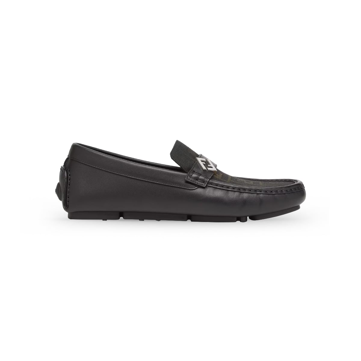 FF Metal Driving Loafers Leather Black-Fendi