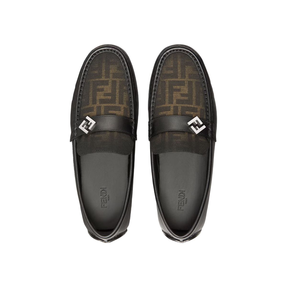 FF Metal Driving Loafers Leather Black