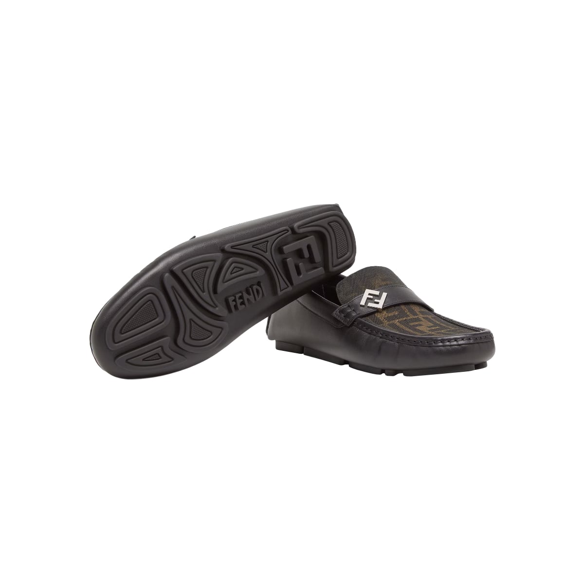 FF Metal Driving Loafers Leather Black