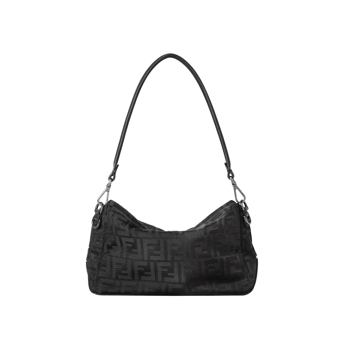 Lui Medium FF Squared Nylon Leather Bag Black