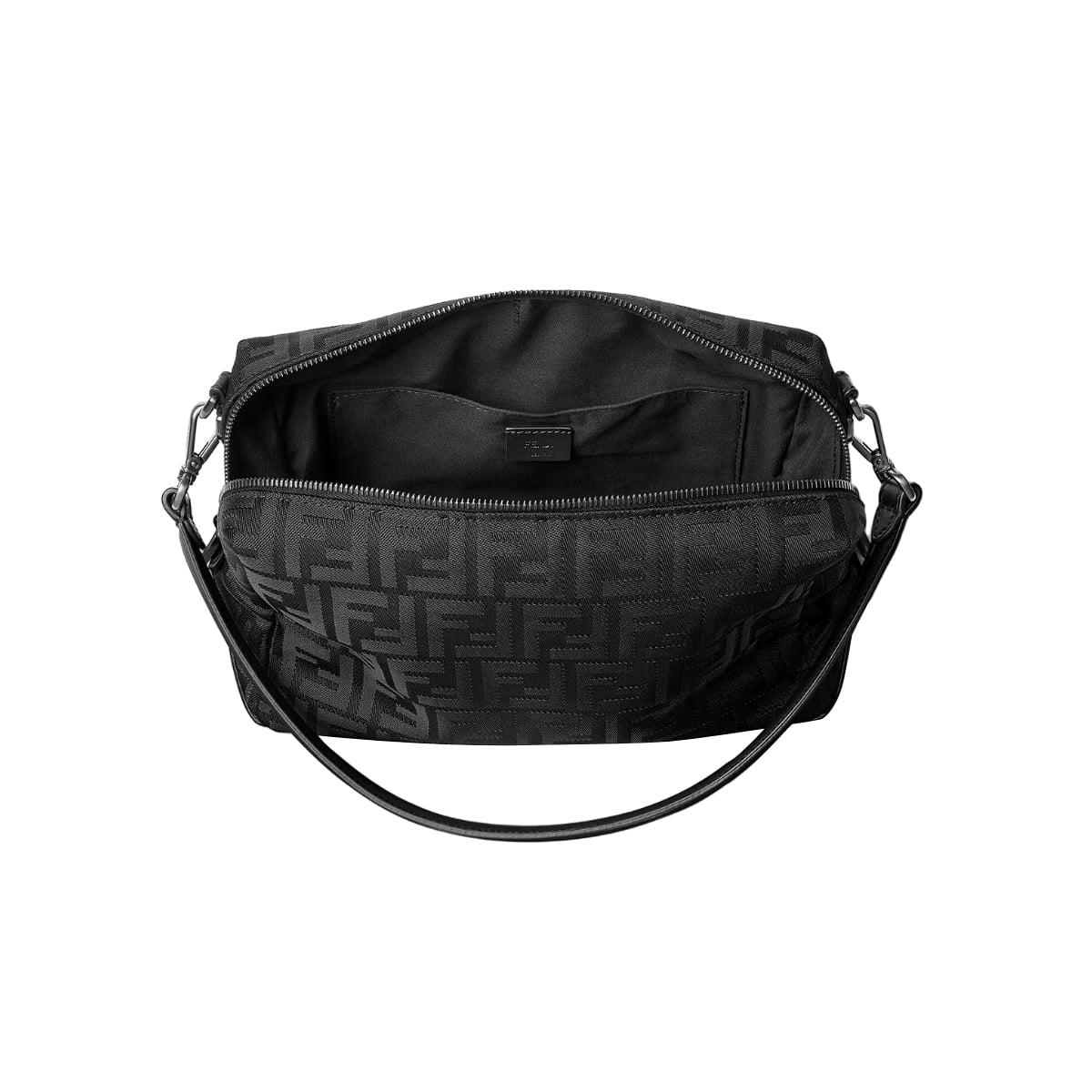 Lui Medium FF Squared Nylon Leather Bag Black