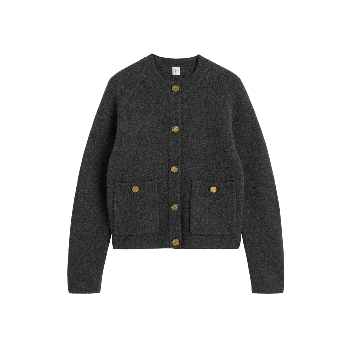 Hammered Button Cardigan Charcoal-Toteme