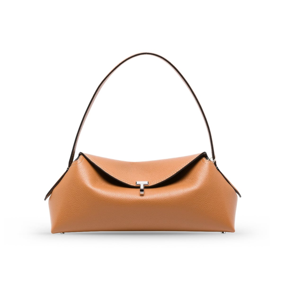 T-Lock Grained Leather Shoulder Bag Tan-Toteme