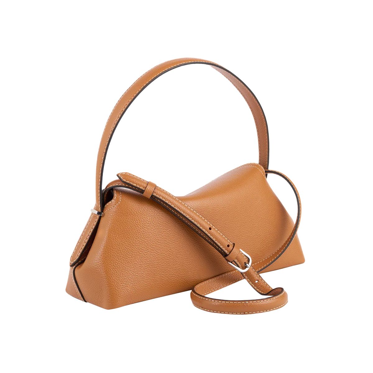 T-Lock Grained Leather Shoulder Bag Tan