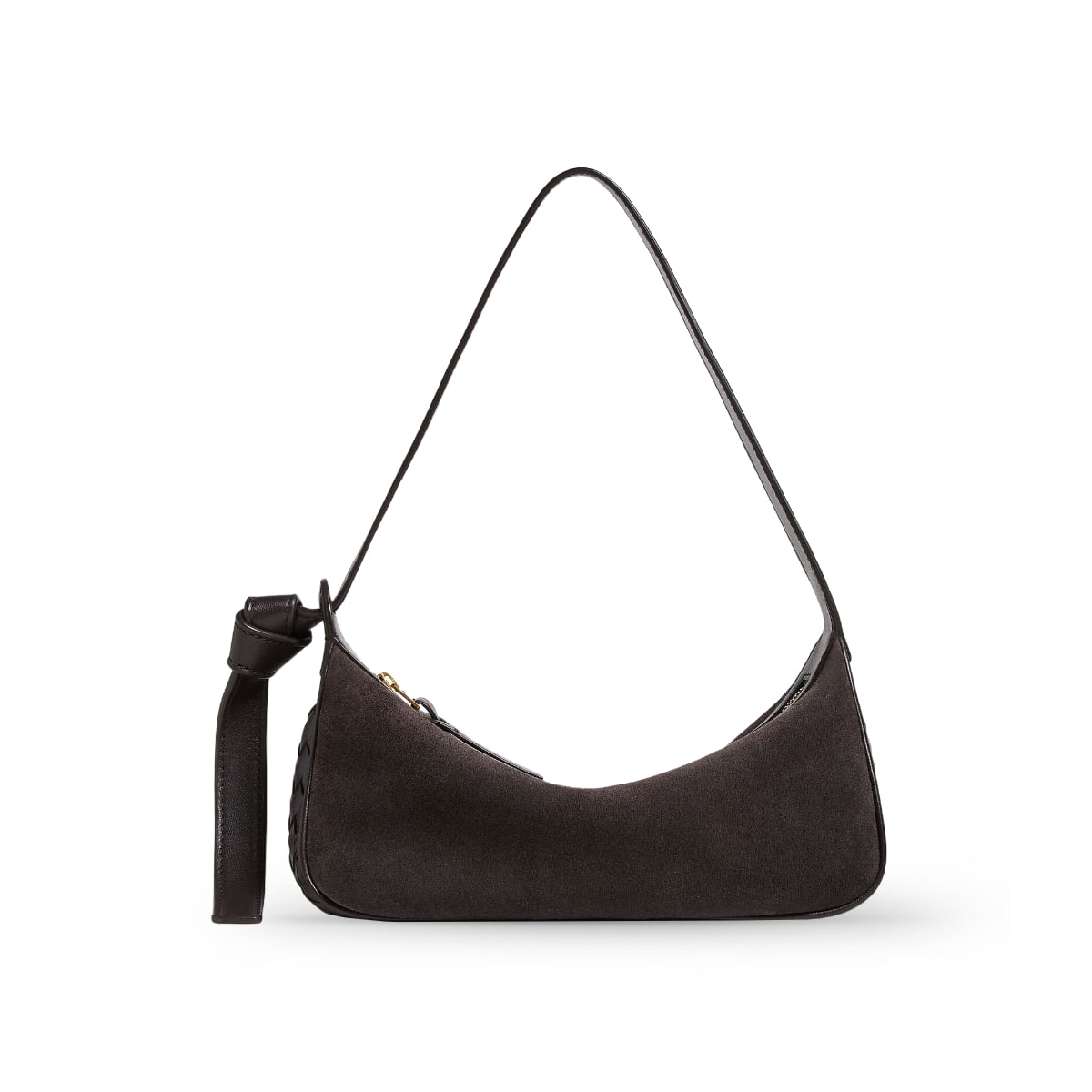 Nodo Suede Shoulder Bag Espresso-Bottega Veneta