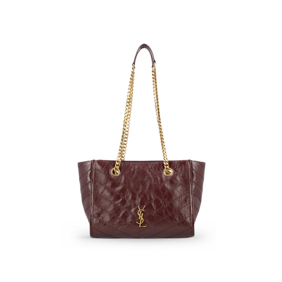 Niki Small Leather Tote Bag Hot Wine-Saint Laurent