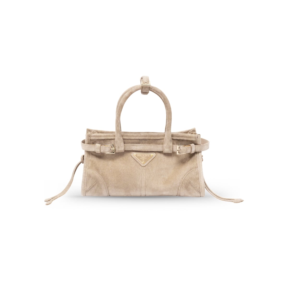 Bonnie Mini Suede Handbag Beige-Prada
