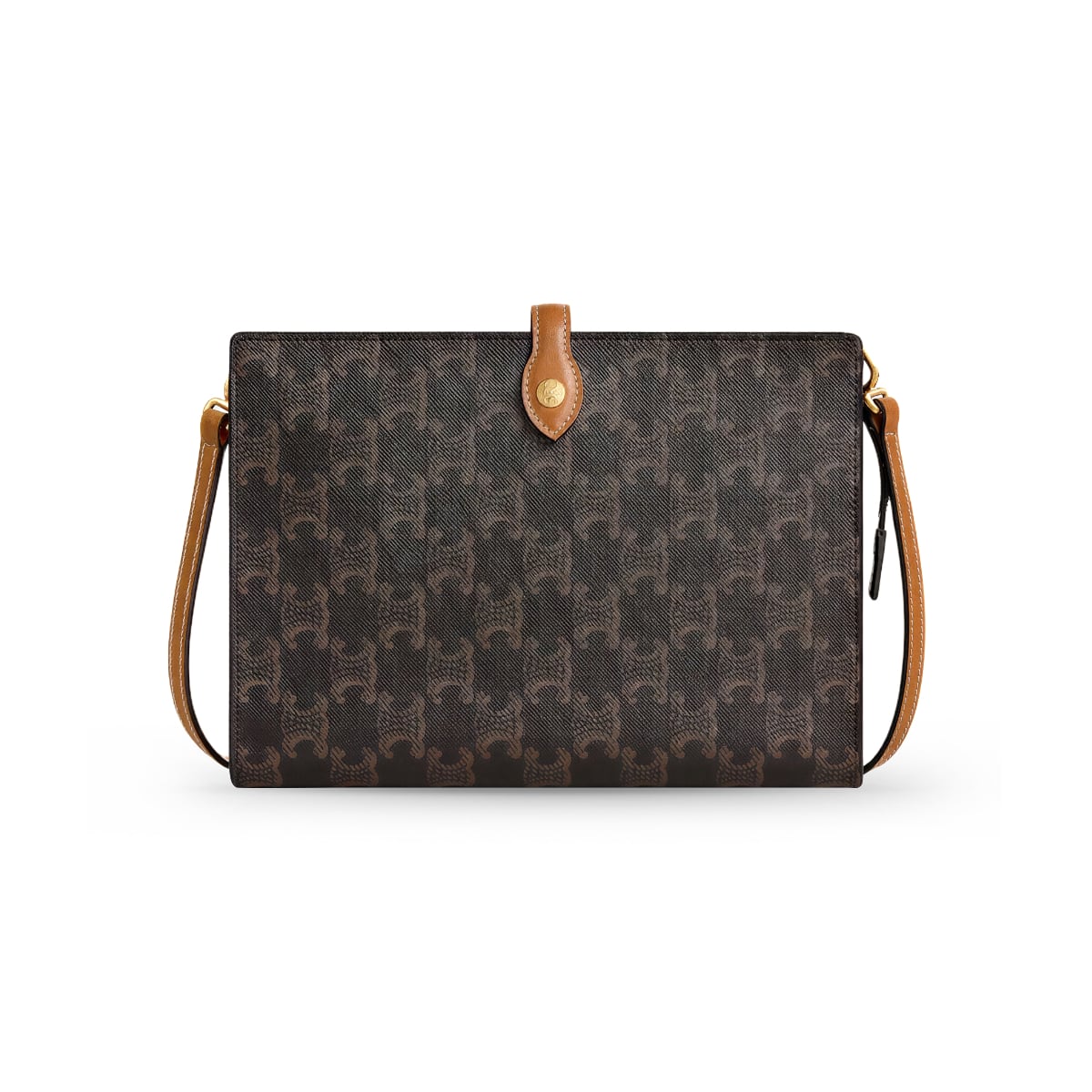Notebook Small Crossbody Bag Triomphe Canvas Leather Brown-Celine