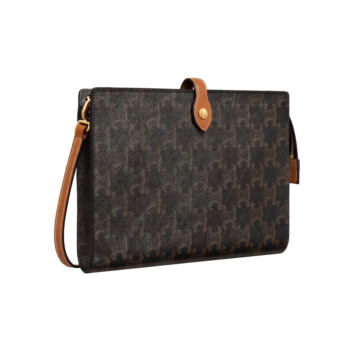 Notebook Small Crossbody Bag Triomphe Canvas Leather Brown