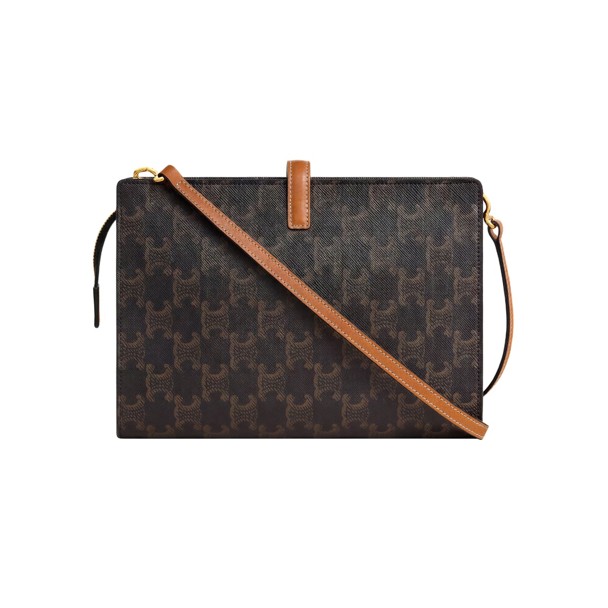 Notebook Small Crossbody Bag Triomphe Canvas Leather Brown