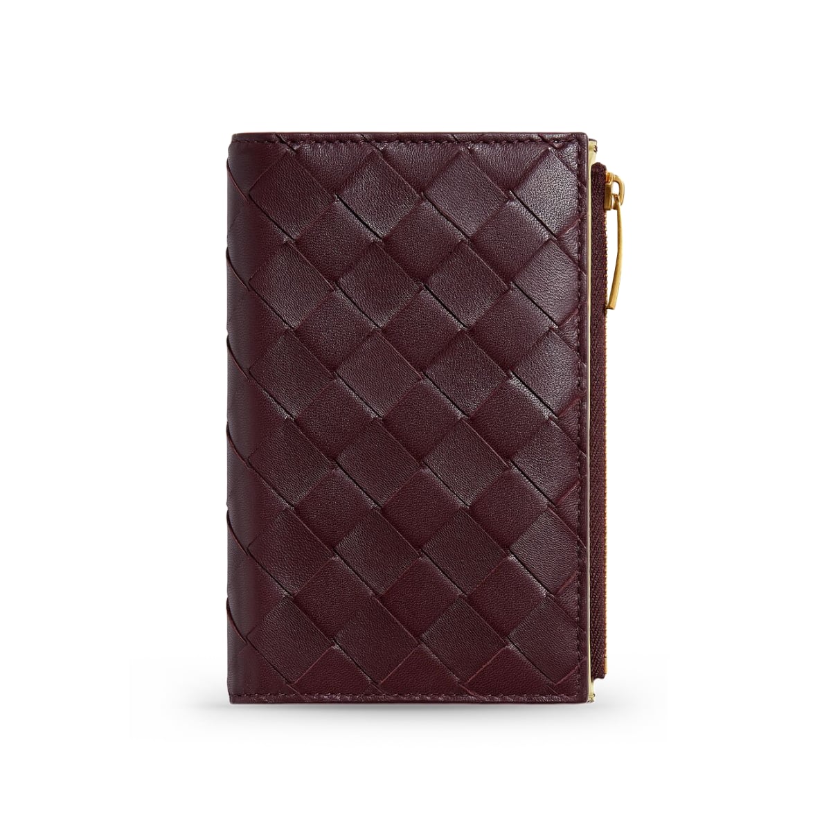 Intrecciato Medium Bi-Fold Wallet Deep Mahogany/Butter Yellow BHW-Bottega Veneta