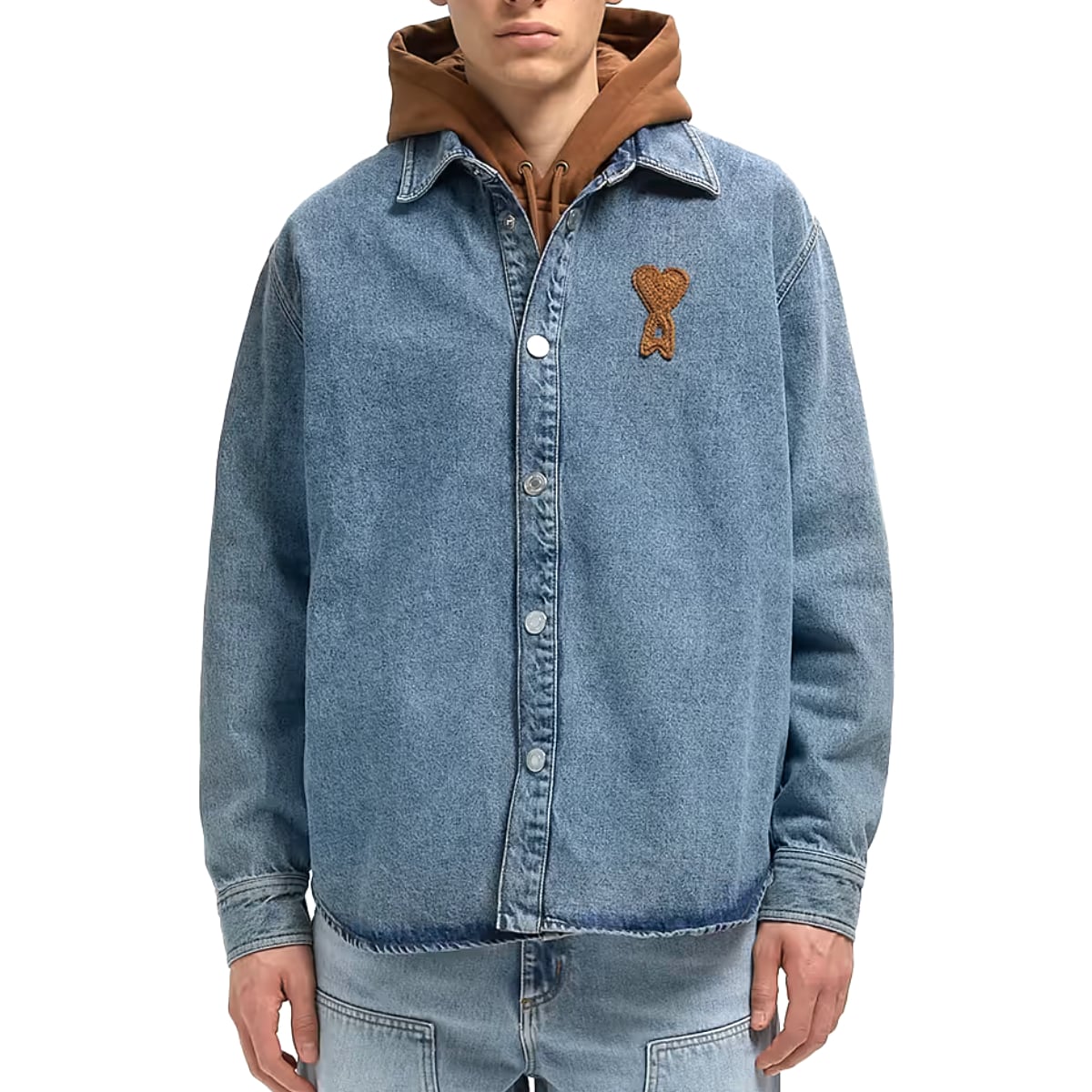Knitted Ami De Coeur Overshirt Denim Used Blue