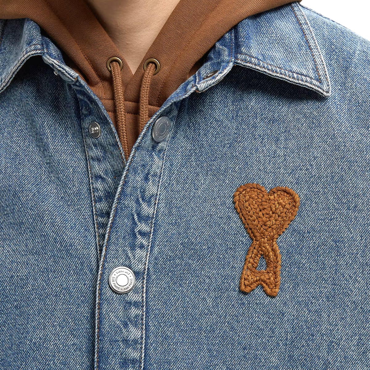 Knitted Ami De Coeur Overshirt Denim Used Blue