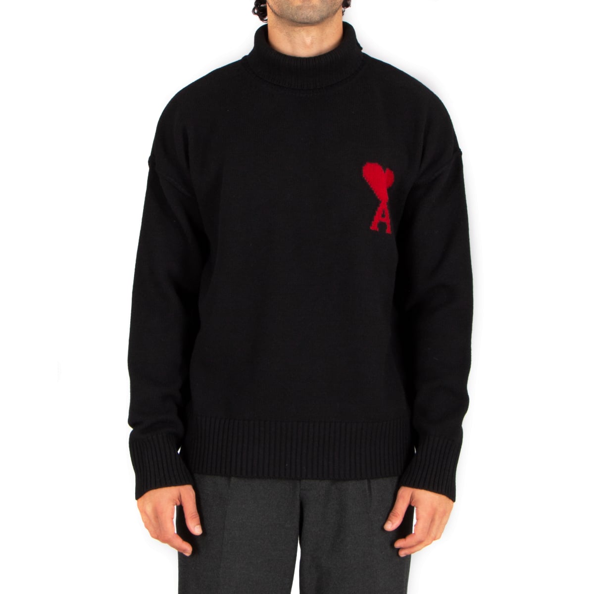 Red Ami De Coeur Turtleneck Sweater Black