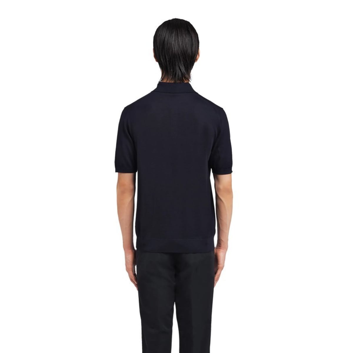 Superfine Wool Polo Shirt Navy Blue