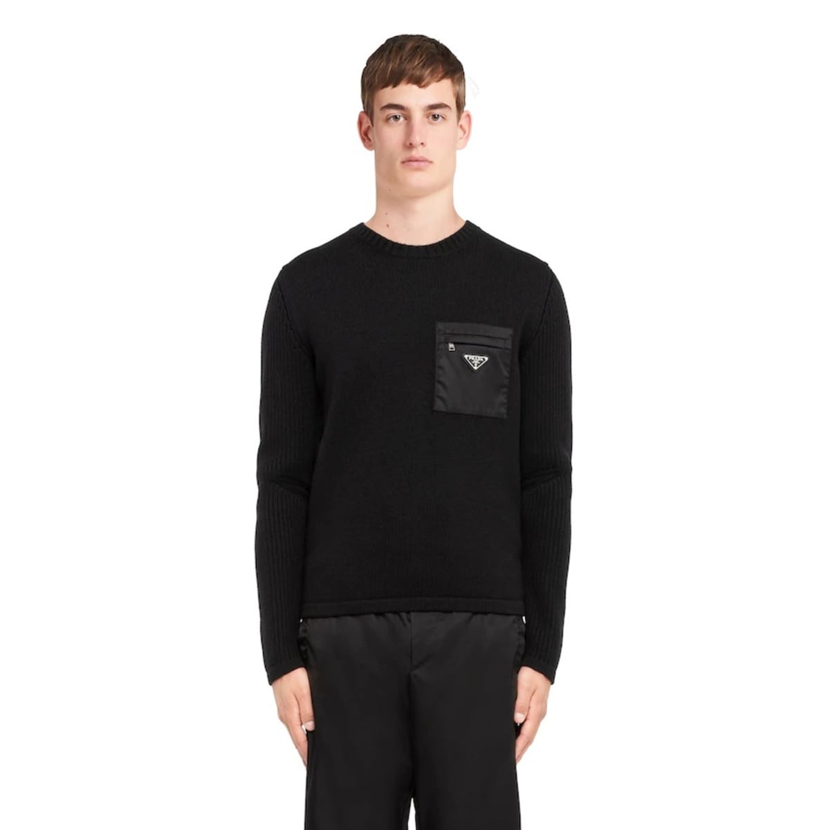 Patch with Welt Pocket Sweater Wool Black
