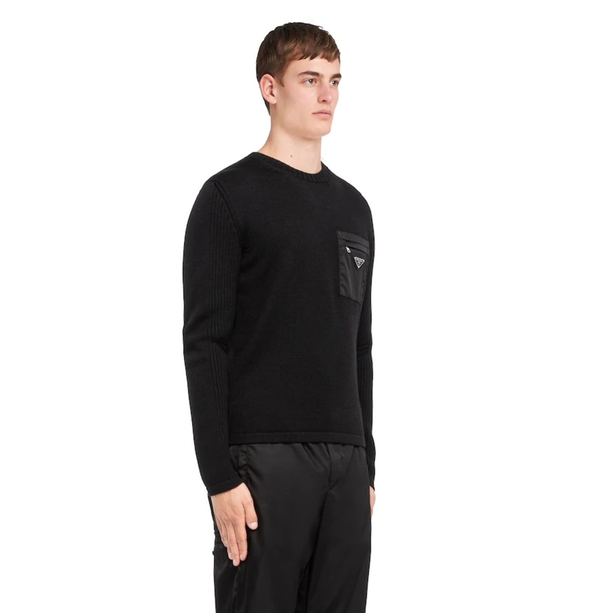 Patch with Welt Pocket Sweater Wool Black