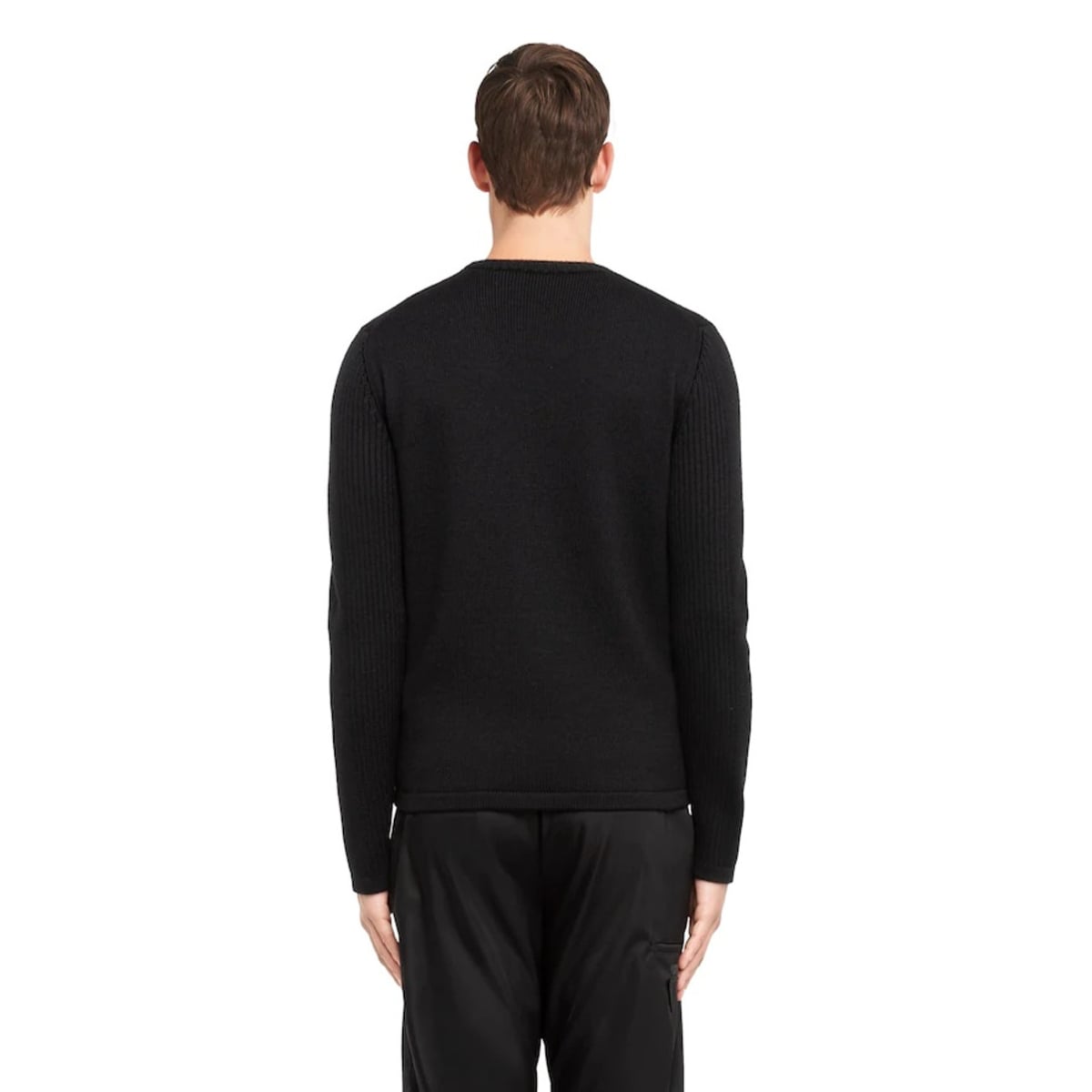 Patch with Welt Pocket Sweater Wool Black