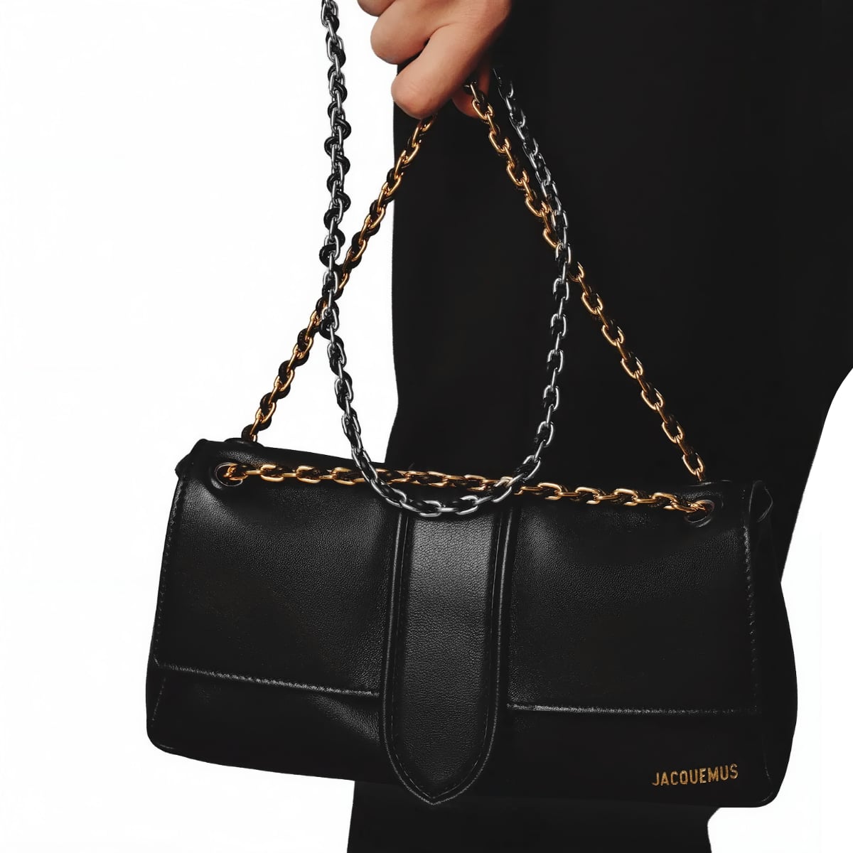 Le Bambino Chain Flap Shoulder Bag Black