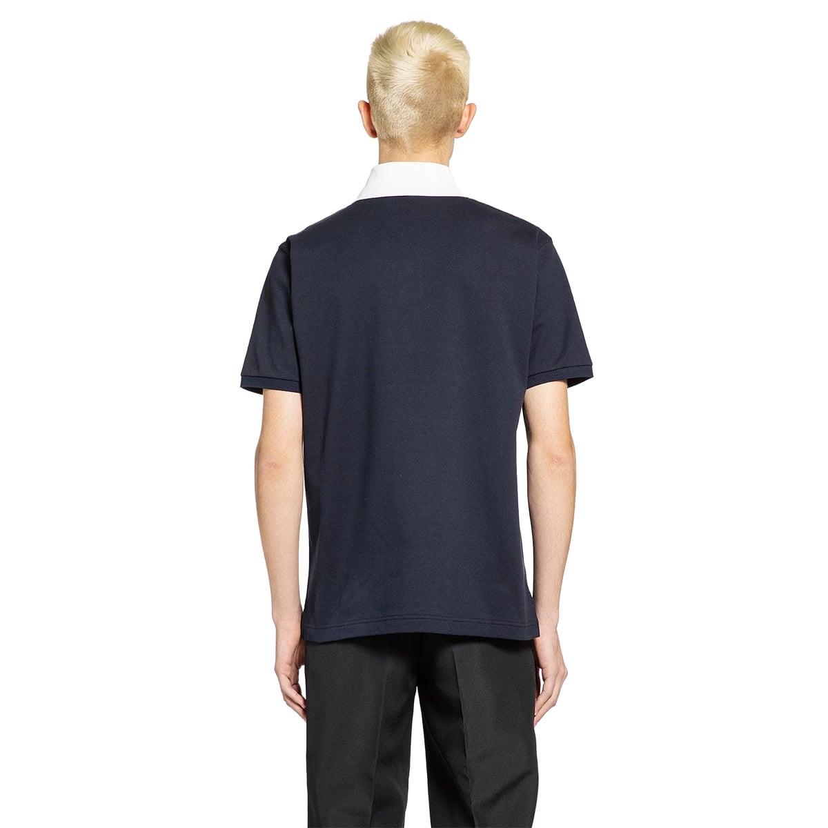 Stretch Cotton Piquet Polo Shirt Blue