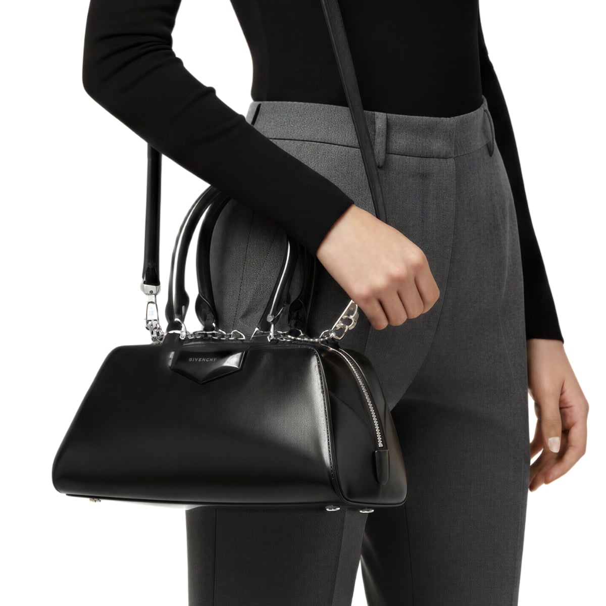 Mini Antigona East-West Bag Leather Black