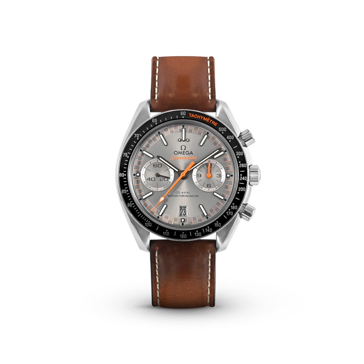 Speedmaster Racing 44 32932445106001 Grey Dial, Leather Strap-Omega